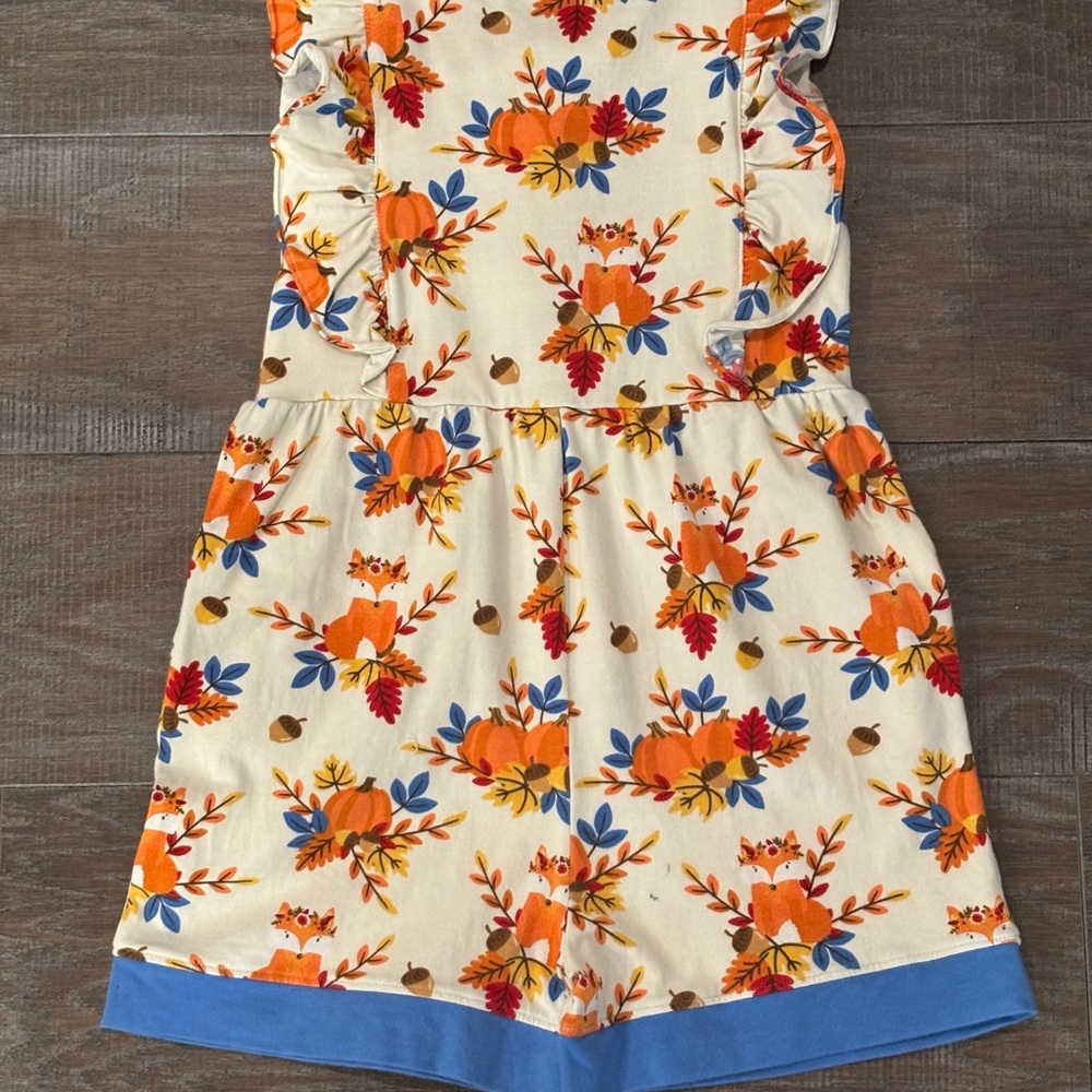 Eleanor Rose Romper Fox Fall Autumn Orange and Blue Floral Design